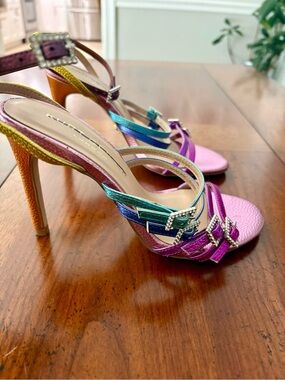 Kurt Geiger Rainbow Metallic Strappy High Heel Sandals